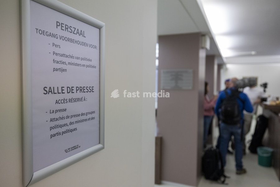 This image shows the press room at the federal parliament to illustrate the press at work in Belgium, Thursday 24 September 2026