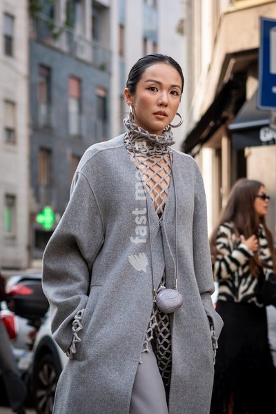 Street Style: Yoyo Cao is seen outside of the Sportmax fashion show during the Milan Fashion Week - Womenswear Spring/Summer 2027 in Milan, Italy, on 25 September 2026