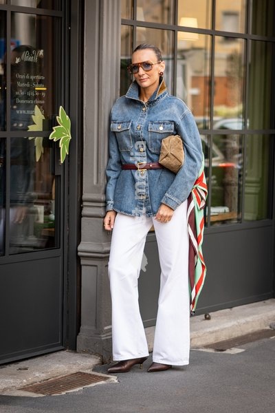 Street Style: A guest is seen outside of the Sportmax fashion show during the Milan Fashion Week - Womenswear Spring/Summer 2027 in Milan, Italy, on 25 September 2026
