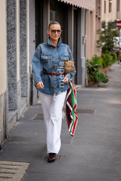 Street Style: A guest is seen outside of the Sportmax fashion show during the Milan Fashion Week - Womenswear Spring/Summer 2027 in Milan, Italy, on 25 September 2026