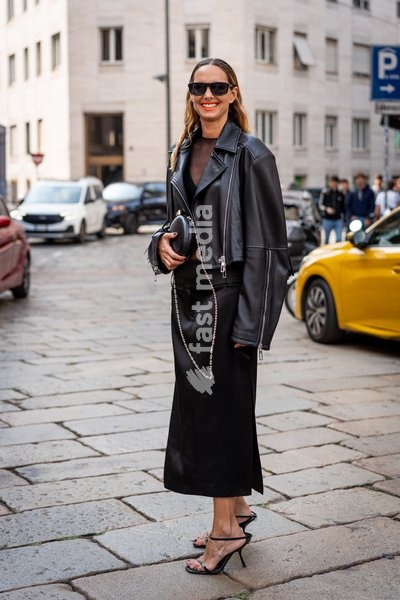 Street Style: Candela Pelizza is seen outside of the Sportmax fashion show during the Milan Fashion Week - Womenswear Spring/Summer 2027 in Milan, Italy, on 25 September 2026