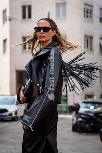 Street Style: Candela Pelizza is seen outside of the Sportmax fashion show during the Milan Fashion Week - Womenswear Spring/Summer 2027 in Milan, Italy, on 25 September 2026