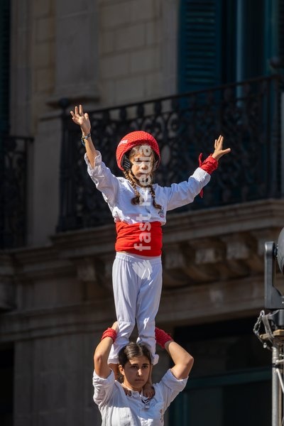 Members of Falcons de Barcelona perform human figures during the traditional La Mercè festival celebrations, September 27, 2026, Plaça Sant Jaume, Barcelona, Catalonia