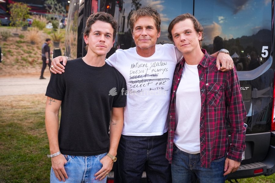Film and TV actor, Rob Lowe, poses with his sons John Owen Lowe and Matthew Lowe at the One805Live! benefit concert with proceeds benefitting first responders of Santa Barbara County. Carpinteria, USA, Saturday 26th September 2026