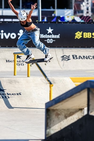 September 27, 2026, Barueri, São Paulo, Brazil: SÃO PAULO (SP), BRAZIL – SEPTEMBER 27: Maria Lucia won the street category title at the second stage of the 2026 Brazilian Skateboarding Circuit. An athlete is shown during her run in the final of the Banco do Brasil Professional Skateboarding Circuit…