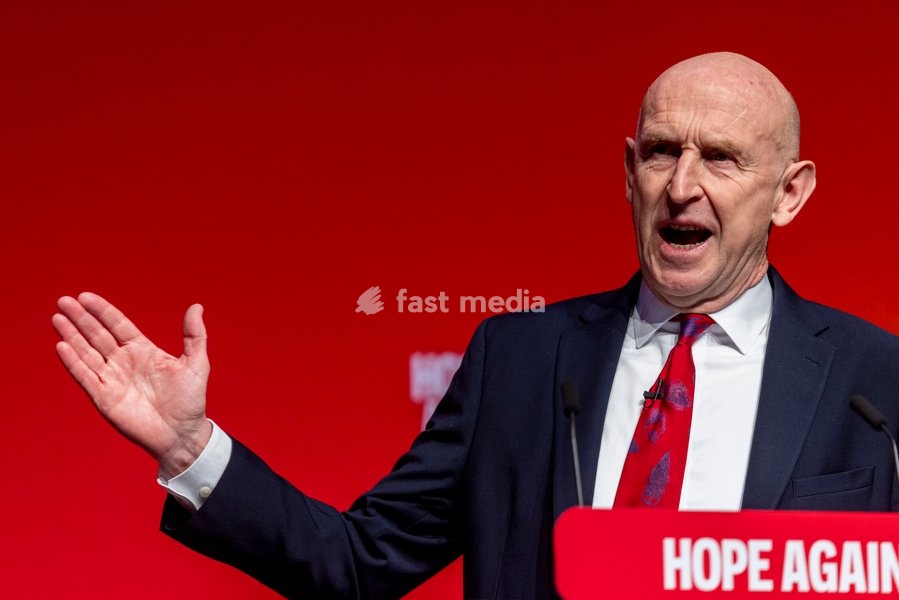 28 September 2026, Liverpool, UK. John Healey, Labour MP and Chancellor of the Exchequer, addresses delegates and attendees during Day 2 of the Labour Party Annual Conference 2026 at ACC Liverpool