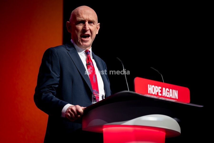28 September 2026, Liverpool, UK. John Healey, Labour MP and Chancellor of the Exchequer, addresses delegates and attendees during Day 2 of the Labour Party Annual Conference 2026 at ACC Liverpool