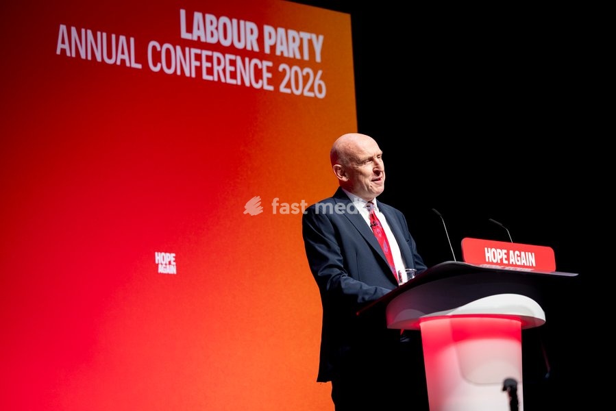 28 September 2026, Liverpool, UK. John Healey, Labour MP and Chancellor of the Exchequer, addresses delegates and attendees during Day 2 of the Labour Party Annual Conference 2026 at ACC Liverpool