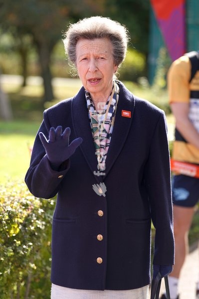 YORK, ENGLAND - SEPTEMBER 28: Princess Anne, Princess Royal gestures during the 7 in 7: The Grand Finale at the University of York Athletics Track on September 28, 2026 in York, England. Sir Kevin Sinfield is running an ultra marathon every day for seven days to raise money for motor neurone…