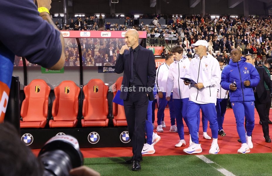 France's head coach Zinedine Zidane pictured during a soccer game between Belgian national team Red Devils and France, on Monday 28 September 2026 in Brussels, the second game of the UEFA Nations League group stage