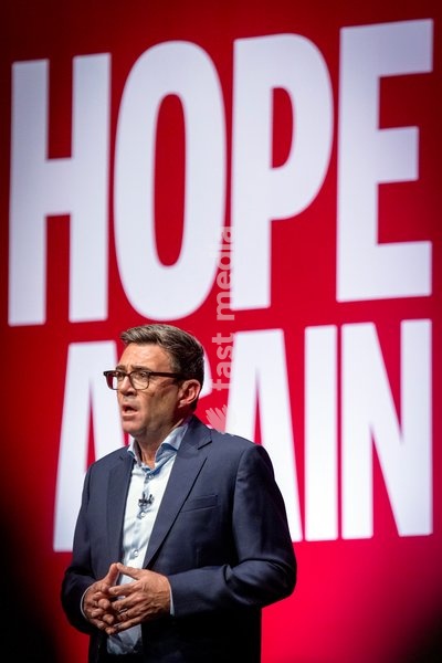 Prime Minister and Labour Party Leader Andy Burnham delivers his first leader’s speech at the Labour Party Conference at the ACC Liverpool, Liverpool, UK, on 29 September 2026. Burnham set out his government’s plans on social care, pensions, public ownership of utilities, electoral reform and the…
