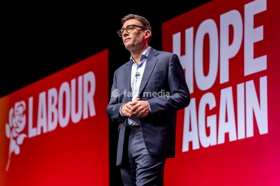 Prime Minister and Labour Party Leader Andy Burnham delivers his first leader’s speech at the Labour Party Conference at the ACC Liverpool, Liverpool, UK, on 29 September 2026. Burnham set out his government’s plans on social care, pensions, public ownership of utilities, electoral reform and the…