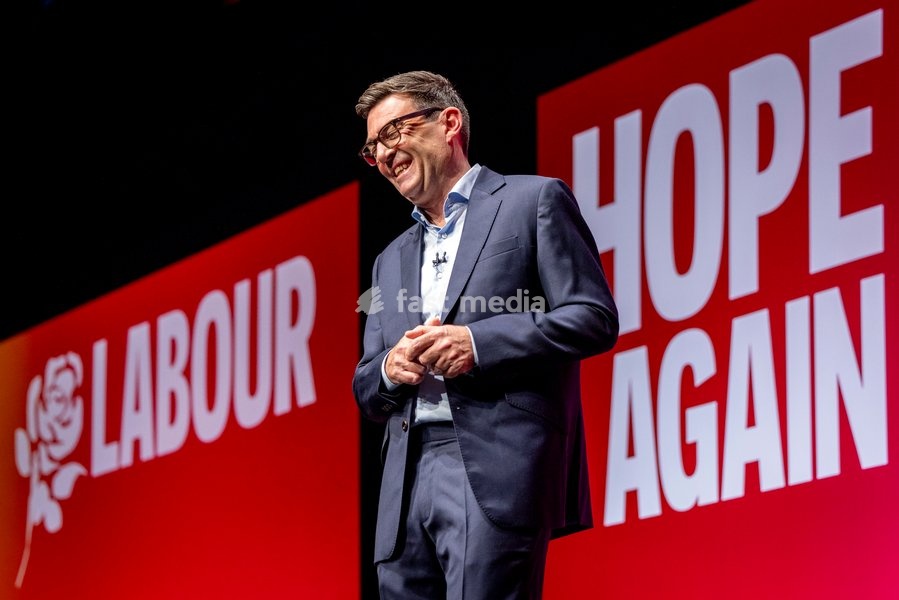 Prime Minister and Labour Party Leader Andy Burnham delivers his first leader’s speech at the Labour Party Conference at the ACC Liverpool, Liverpool, UK, on 29 September 2026. Burnham set out his government’s plans on social care, pensions, public ownership of utilities, electoral reform and the…