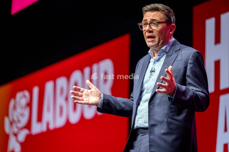 Prime Minister and Labour Party Leader Andy Burnham delivers his first leader’s speech at the Labour Party Conference at the ACC Liverpool, Liverpool, UK, on 29 September 2026. Burnham set out his government’s plans on social care, pensions, public ownership of utilities, electoral reform and the…
