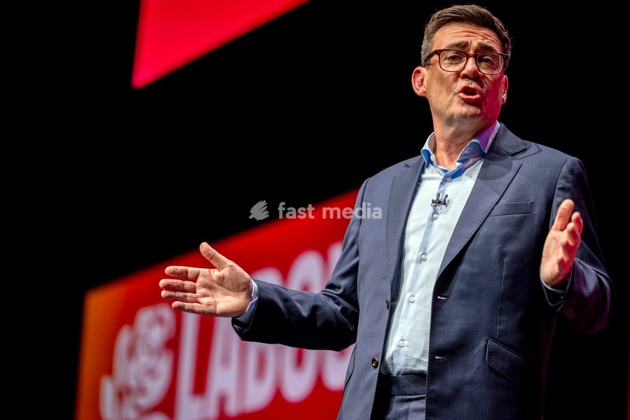 Prime Minister and Labour Party Leader Andy Burnham delivers his first leader’s speech at the Labour Party Conference at the ACC Liverpool, Liverpool, UK, on 29 September 2026. Burnham set out his government’s plans on social care, pensions, public ownership of utilities, electoral reform and the…