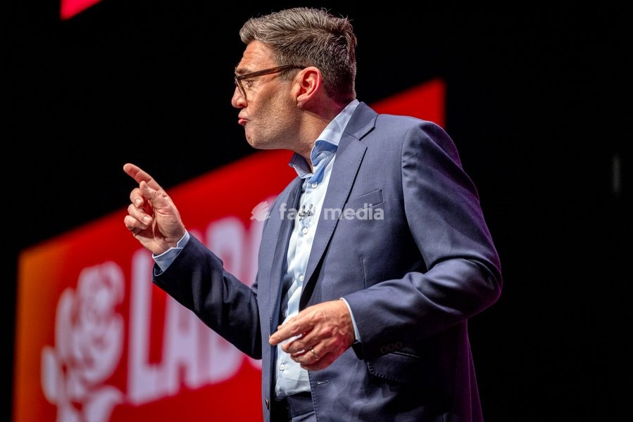 Prime Minister and Labour Party Leader Andy Burnham delivers his first leader’s speech at the Labour Party Conference at the ACC Liverpool, Liverpool, UK, on 29 September 2026. Burnham set out his government’s plans on social care, pensions, public ownership of utilities, electoral reform and the…