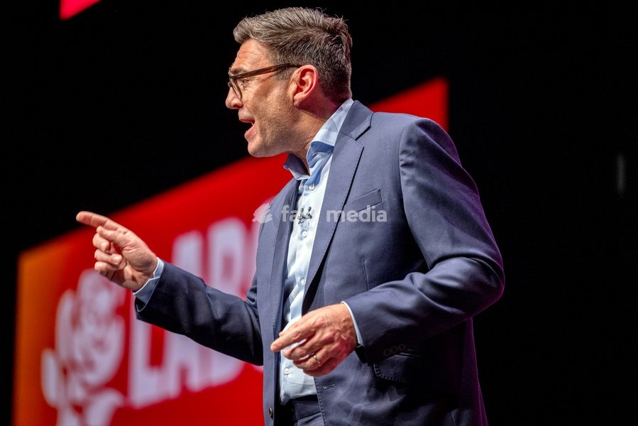 Prime Minister and Labour Party Leader Andy Burnham delivers his first leader’s speech at the Labour Party Conference at the ACC Liverpool, Liverpool, UK, on 29 September 2026. Burnham set out his government’s plans on social care, pensions, public ownership of utilities, electoral reform and the…