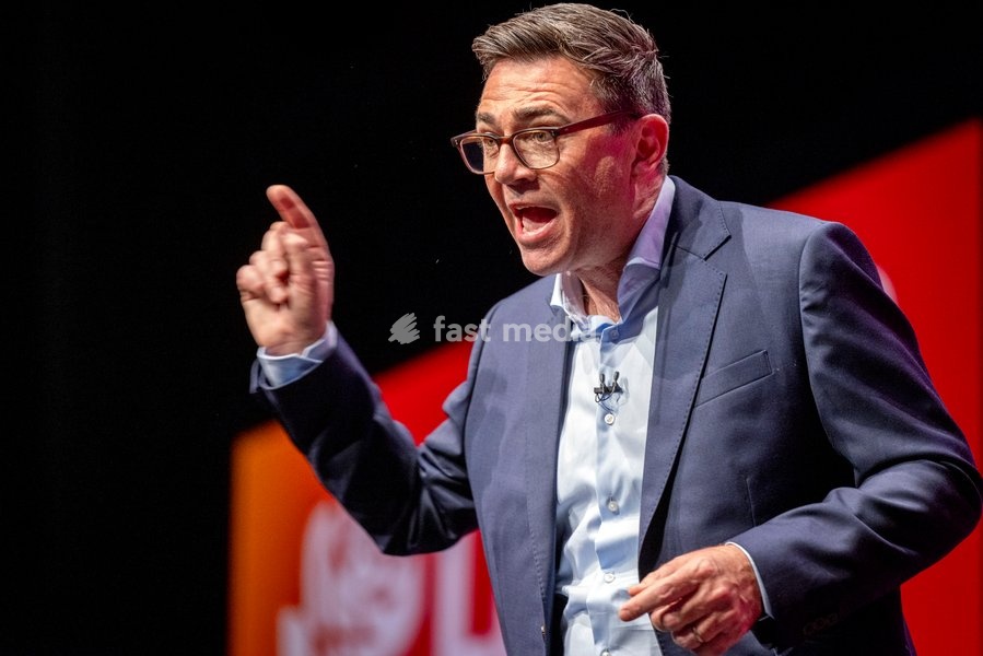 Prime Minister and Labour Party Leader Andy Burnham delivers his first leader’s speech at the Labour Party Conference at the ACC Liverpool, Liverpool, UK, on 29 September 2026. Burnham set out his government’s plans on social care, pensions, public ownership of utilities, electoral reform and the…