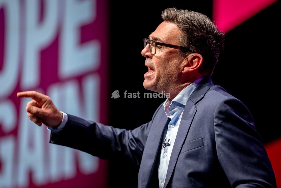 Prime Minister and Labour Party Leader Andy Burnham delivers his first leader’s speech at the Labour Party Conference at the ACC Liverpool, Liverpool, UK, on 29 September 2026. Burnham set out his government’s plans on social care, pensions, public ownership of utilities, electoral reform and the…