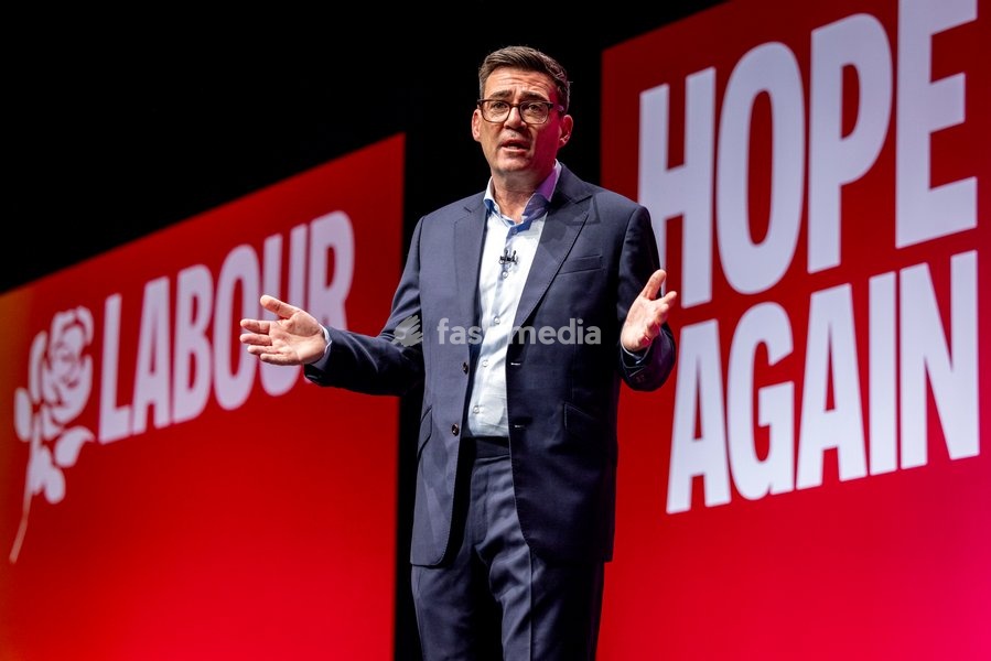 Prime Minister and Labour Party Leader Andy Burnham delivers his first leader’s speech at the Labour Party Conference at the ACC Liverpool, Liverpool, UK, on 29 September 2026. Burnham set out his government’s plans on social care, pensions, public ownership of utilities, electoral reform and the…