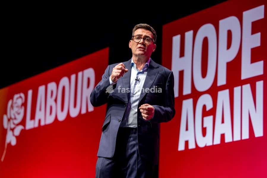 Prime Minister and Labour Party Leader Andy Burnham delivers his first leader’s speech at the Labour Party Conference at the ACC Liverpool, Liverpool, UK, on 29 September 2026. Burnham set out his government’s plans on social care, pensions, public ownership of utilities, electoral reform and the…