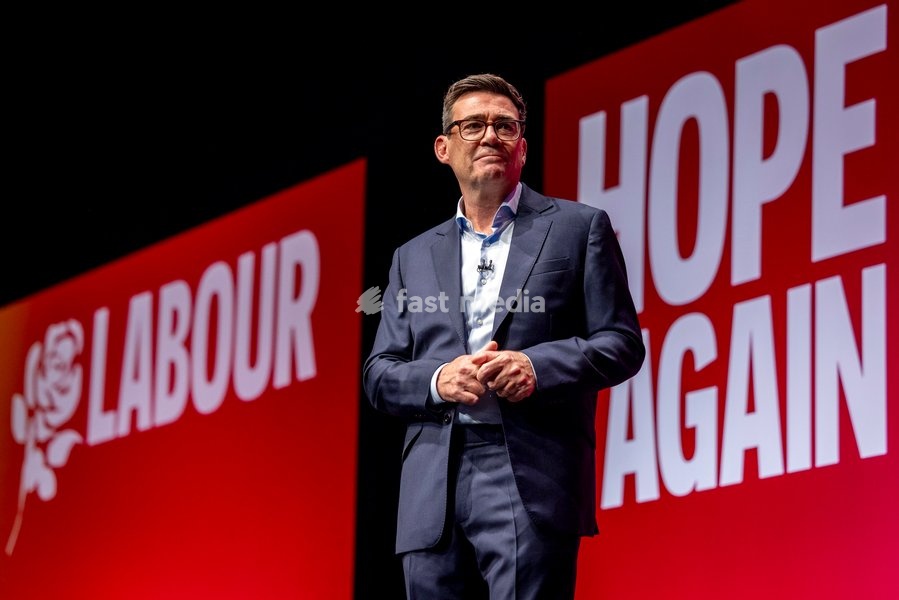 Prime Minister and Labour Party Leader Andy Burnham delivers his first leader’s speech at the Labour Party Conference at the ACC Liverpool, Liverpool, UK, on 29 September 2026. Burnham set out his government’s plans on social care, pensions, public ownership of utilities, electoral reform and the…