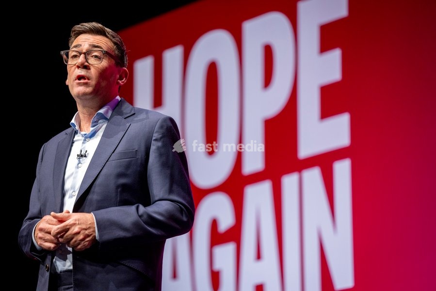Prime Minister and Labour Party Leader Andy Burnham delivers his first leader’s speech at the Labour Party Conference at the ACC Liverpool, Liverpool, UK, on 29 September 2026. Burnham set out his government’s plans on social care, pensions, public ownership of utilities, electoral reform and the…