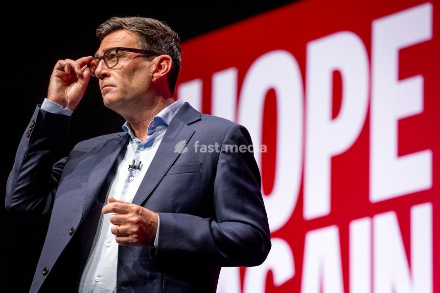 Prime Minister and Labour Party Leader Andy Burnham delivers his first leader’s speech at the Labour Party Conference at the ACC Liverpool, Liverpool, UK, on 29 September 2026. Burnham set out his government’s plans on social care, pensions, public ownership of utilities, electoral reform and the…