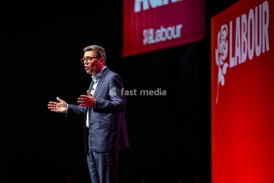 Prime Minister and Labour Party Leader Andy Burnham delivers his first leader’s speech at the Labour Party Conference at the ACC Liverpool, Liverpool, UK, on 29 September 2026. Burnham set out his government’s plans on social care, pensions, public ownership of utilities, electoral reform and the…