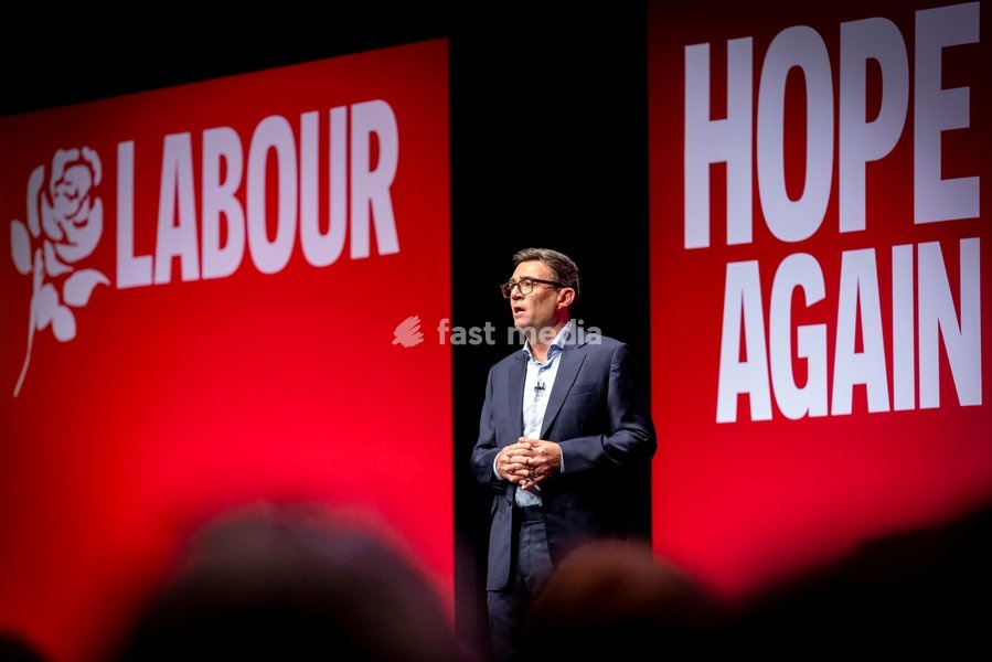 Prime Minister and Labour Party Leader Andy Burnham delivers his first leader’s speech at the Labour Party Conference at the ACC Liverpool, Liverpool, UK, on 29 September 2026. Burnham set out his government’s plans on social care, pensions, public ownership of utilities, electoral reform and the…
