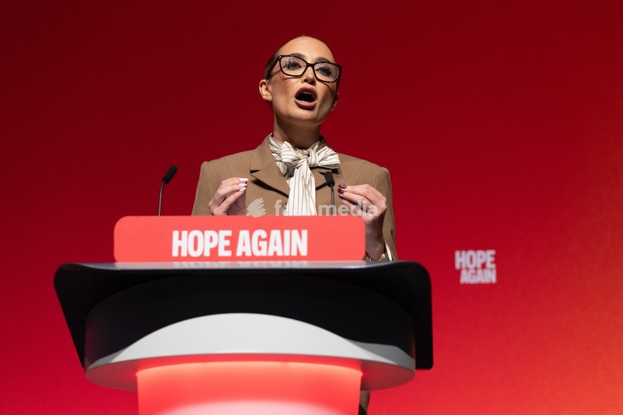 Georgia Harrison speaks on the final day of the annual Labour Party conference in Liverpool, UK on 30 September 2026