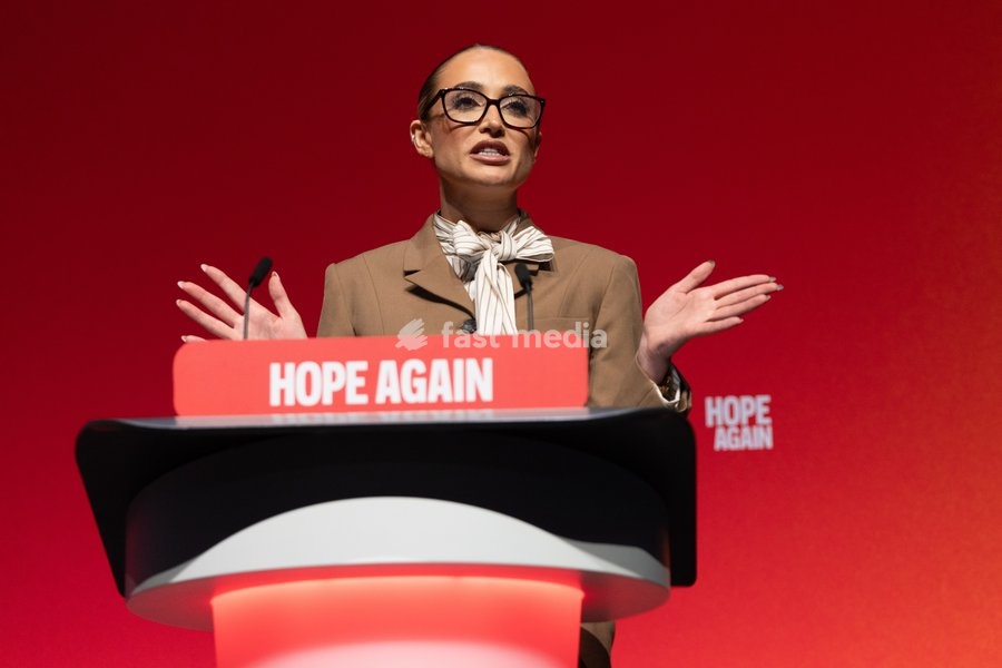 Georgia Harrison speaks on the final day of the annual Labour Party conference in Liverpool, UK on 30 September 2026