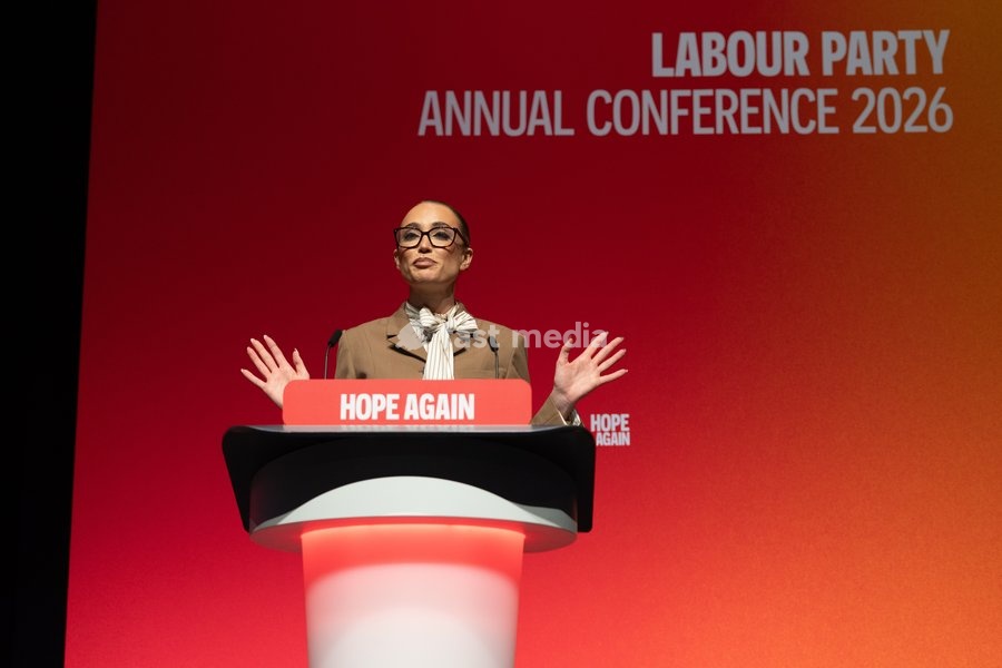Georgia Harrison speaks on the final day of the annual Labour Party conference in Liverpool, UK on 30 September 2026