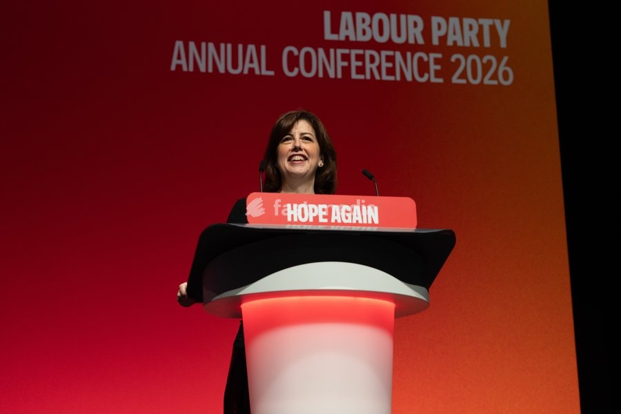 Education Secretary Lucy Powell on stage at the Labour Party Conference at the ACC Liverpool. Picture date: Wednesday September 30, 2026