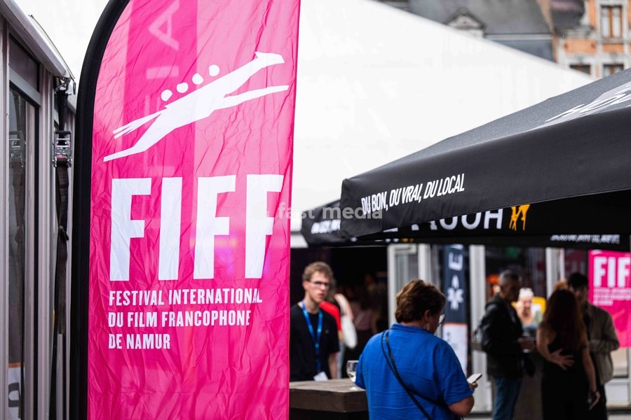 'FIFF's logo pictured during the opening night of the 41st edition of FIFF Festival International du Film Francophone de Namur (Namur International French-speaking Film Festival) (30/09-04/10), Wednesday 30 September 2026 in Namur