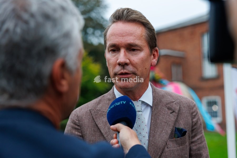 Flemish Minister for Agriculture and Environment Jo Brouns talks to the press ahead of the oath taking ceremony as acting governor of West Flanders, on Wednesday 30 September 2026, in Brugge
