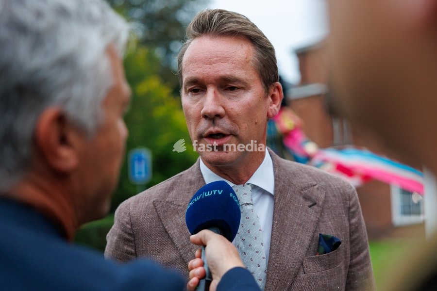 Flemish Minister for Agriculture and Environment Jo Brouns talks to the press ahead of the oath taking ceremony as acting governor of West Flanders, on Wednesday 30 September 2026, in Brugge