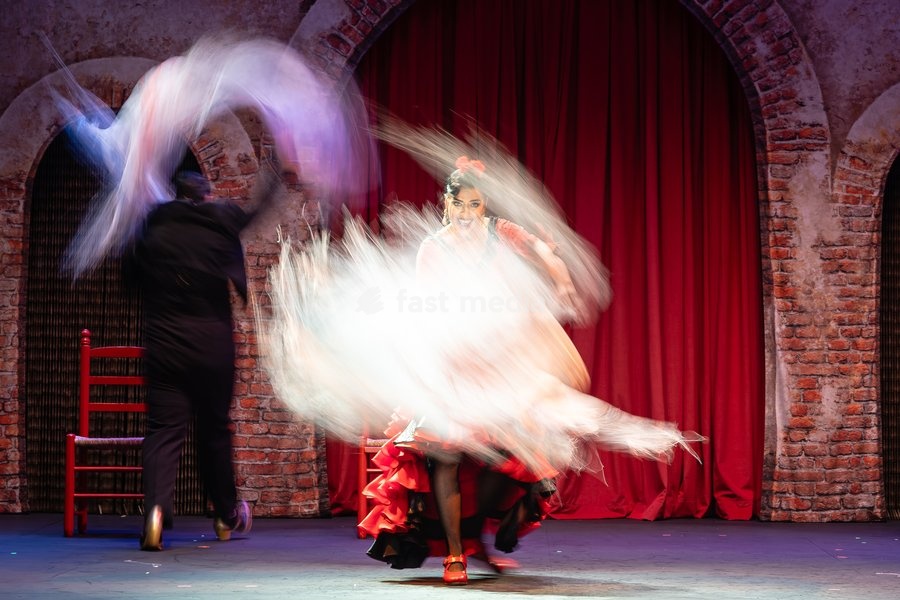 The cast of Flamenc Oh!! perform at the Peacock Theatre, London, UK, on 30 September 2026. The new dance comedy by Spanish theatre company Yllana, co-produced with Sadler's Wells, combines world-class flamenco with physical theatre and visual humour in an irreverent tribute to the traditional art…
