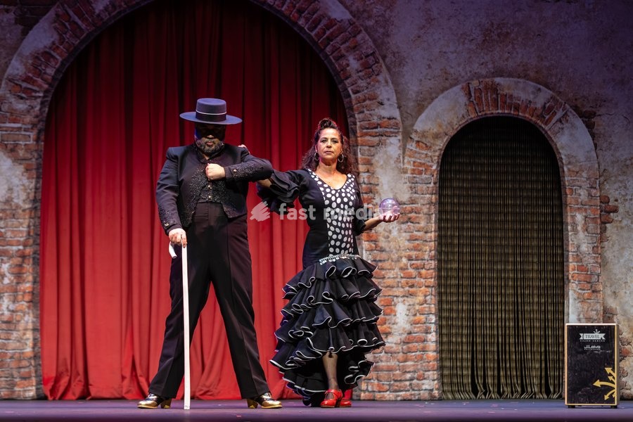 The cast of Flamenc Oh!! perform at the Peacock Theatre, London, UK, on 30 September 2026. The new dance comedy by Spanish theatre company Yllana, co-produced with Sadler's Wells, combines world-class flamenco with physical theatre and visual humour in an irreverent tribute to the traditional art…