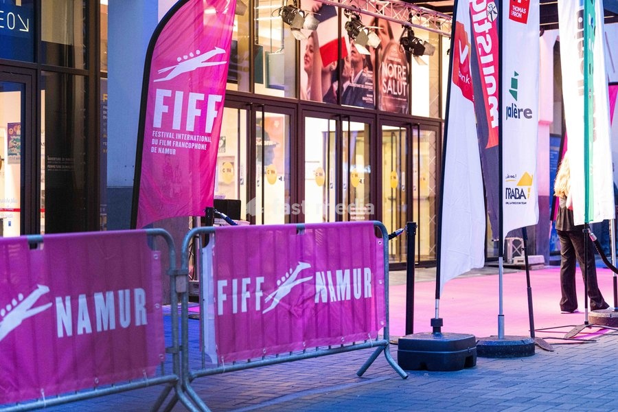 'FIFF's logo pictured during the opening night of the 41st edition of FIFF Festival International du Film Francophone de Namur (Namur International French-speaking Film Festival) (30/09-04/10), Wednesday 30 September 2026 in Namur