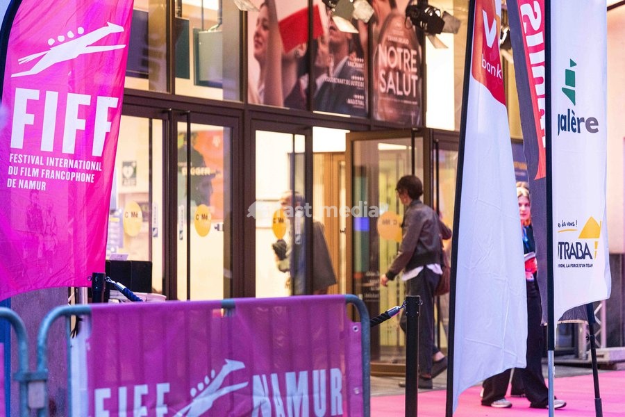'FIFF's logo pictured during the opening night of the 41st edition of FIFF Festival International du Film Francophone de Namur (Namur International French-speaking Film Festival) (30/09-04/10), Wednesday 30 September 2026 in Namur