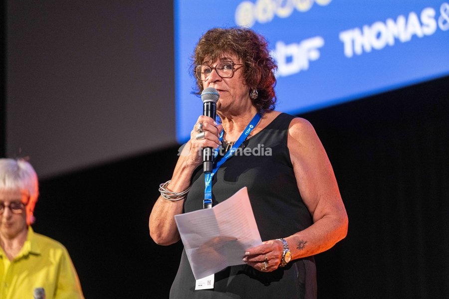 Malika Ben Brahim delivers a speech during the opening night of the 41st edition of FIFF Festival International du Film Francophone de Namur (Namur International French-speaking Film Festival) (30/09-04/10), Wednesday 30 September 2026 in Namur