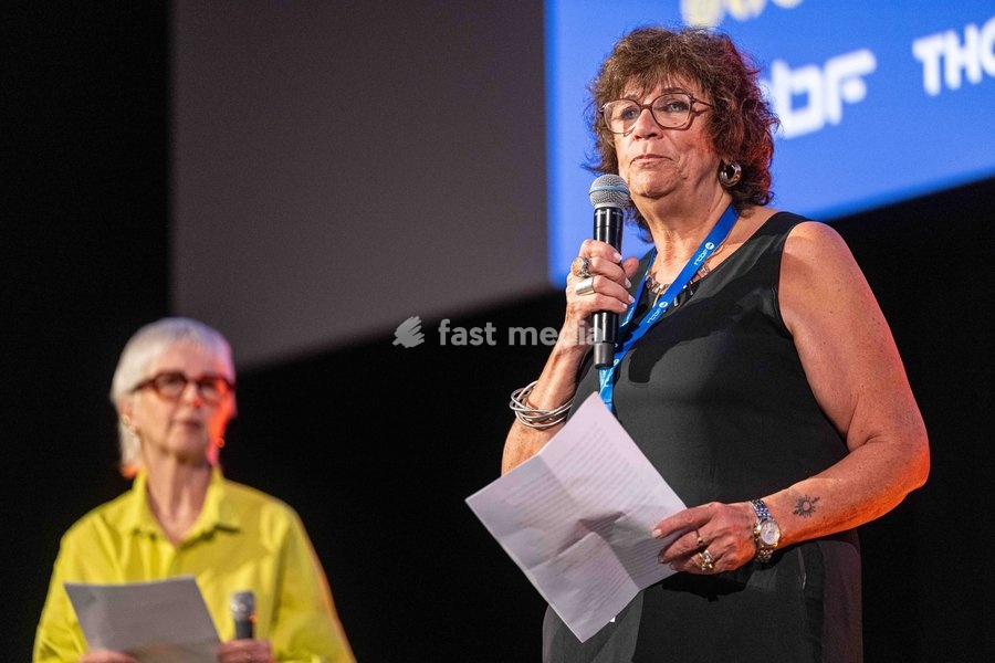 Malika Ben Brahim delivers a speech during the opening night of the 41st edition of FIFF Festival International du Film Francophone de Namur (Namur International French-speaking Film Festival) (30/09-04/10), Wednesday 30 September 2026 in Namur