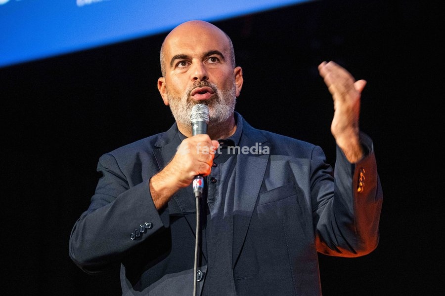 Director Marc Fitoussi delivers a speech during the opening night of the 41st edition of FIFF Festival International du Film Francophone de Namur (Namur International French-speaking Film Festival) (30/09-04/10), Wednesday 30 September 2026 in Namur