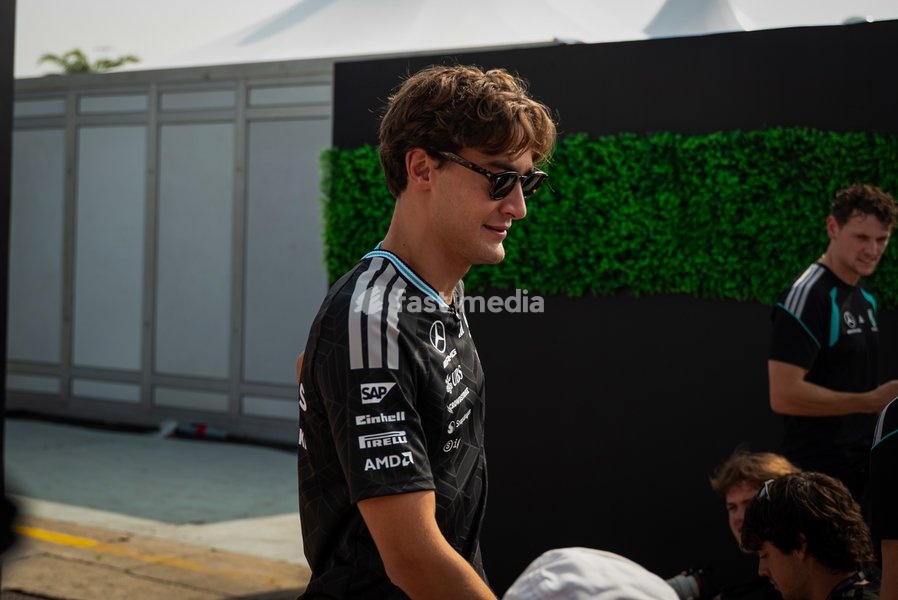 George Russell (GBR) - Mercedes-AMG PETRONAS F1 Team during the Formula 1 Gulf Air Bahrain Grand Prix in Malaysia 2026 at Sepang International Circuit in Sepang, Malaysia. Round 16 of 23 of the 2026 FIA Formula One World Championship, held October 2-4, 2026. The race was relocated from Bahrain to…