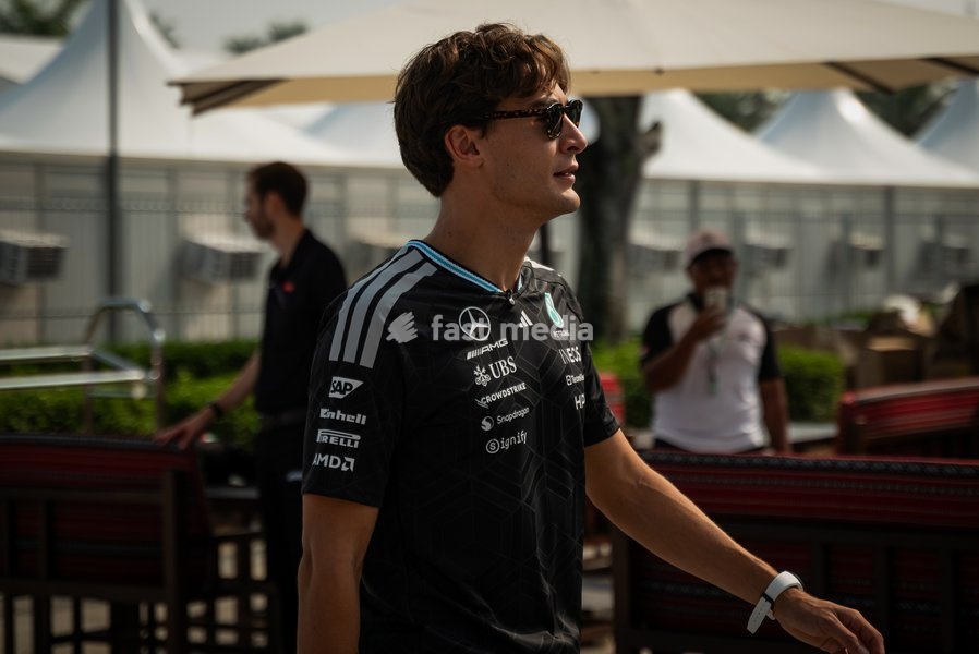 George Russell (GBR) - Mercedes-AMG PETRONAS F1 Team during the Formula 1 Gulf Air Bahrain Grand Prix in Malaysia 2026 at Sepang International Circuit in Sepang, Malaysia. Round 16 of 23 of the 2026 FIA Formula One World Championship, held October 2-4, 2026. The race was relocated from Bahrain to…