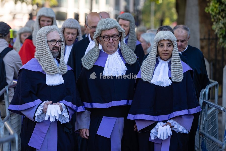 Judges and members of the legal profession walk from the Supreme Court across Parliament Square to Westminster Abbey in London, UK, on 1 October 2026, for a service marking the start of the new legal year in a tradition dating back to 1897