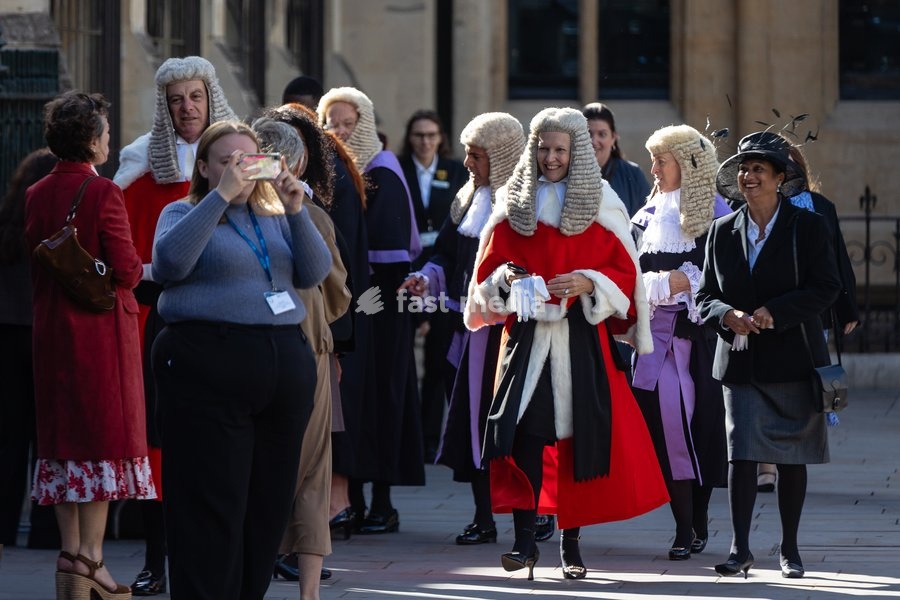 Judges and members of the legal profession walk from the Supreme Court across Parliament Square to Westminster Abbey in London, UK, on 1 October 2026, for a service marking the start of the new legal year in a tradition dating back to 1897