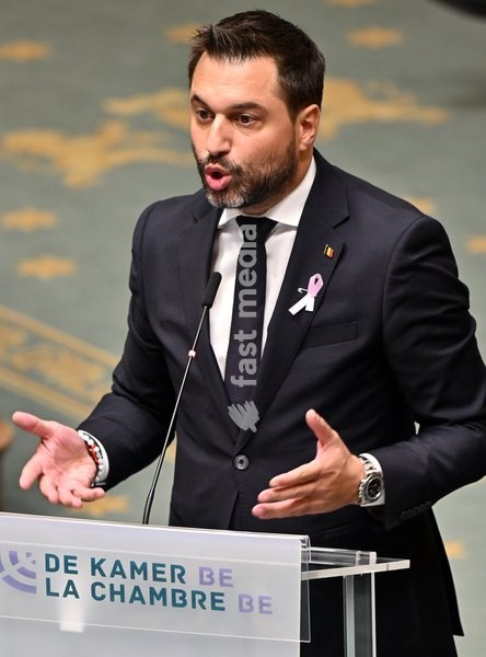 MR's Georges-Louis Bouchez pictured during a plenary session of the Chamber at the federal parliament in Brussels., Thursday 1 October 2026. This is the 'rentree' session after the summer break