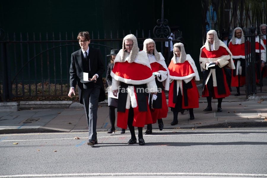 High Court Judges are seen walking to Parliament after attending The Judges Service To Mark the Start of The 2026 Legal Year - Whitehall, London, England, UK on Thursday 1 October, 2026